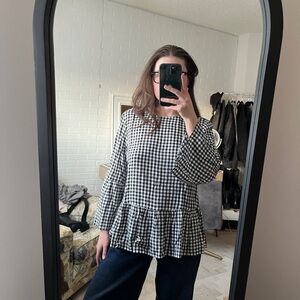 Black and White Gingham Women's Top